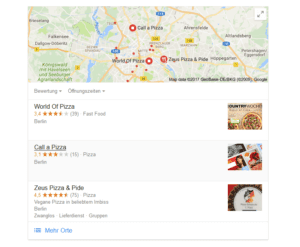 Screenshot Local SEO Local Pack Suchergebnisse