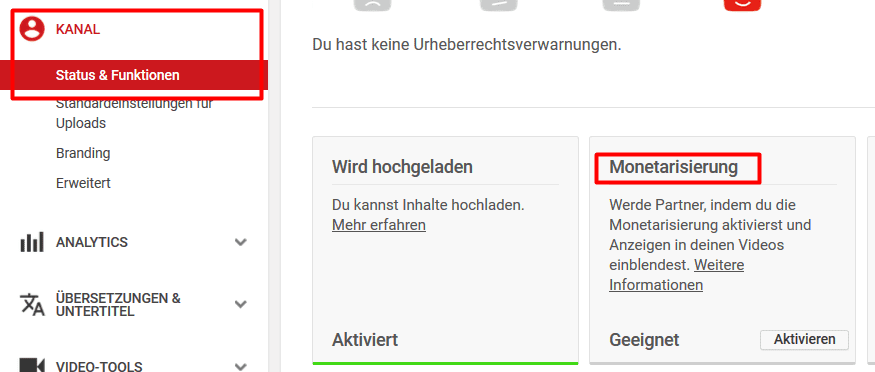 youtube monetarisierung